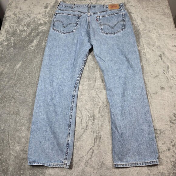 Levis 505 Jeans Mens 40X32 Blue Classic Straight Light Wash Denim Workwear READ - Picture 7 of 14